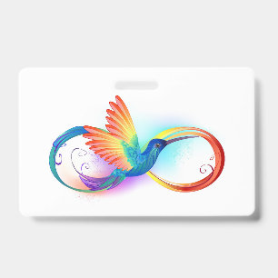 Rainbow Hummingbird with Infinity symbol ID Badge