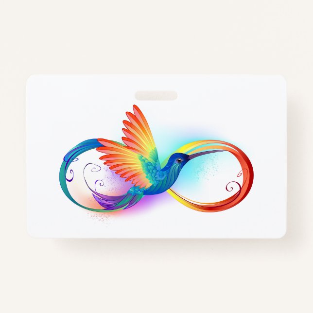 Rainbow Hummingbird with Infinity symbol ID Badge (Front)