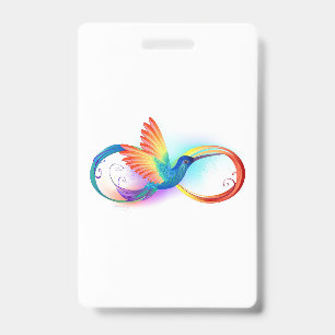 Rainbow Hummingbird with Infinity symbol ID Badge