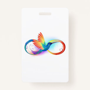 Rainbow Hummingbird with Infinity symbol ID Badge