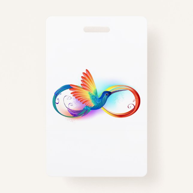 Rainbow Hummingbird with Infinity symbol ID Badge (Front)