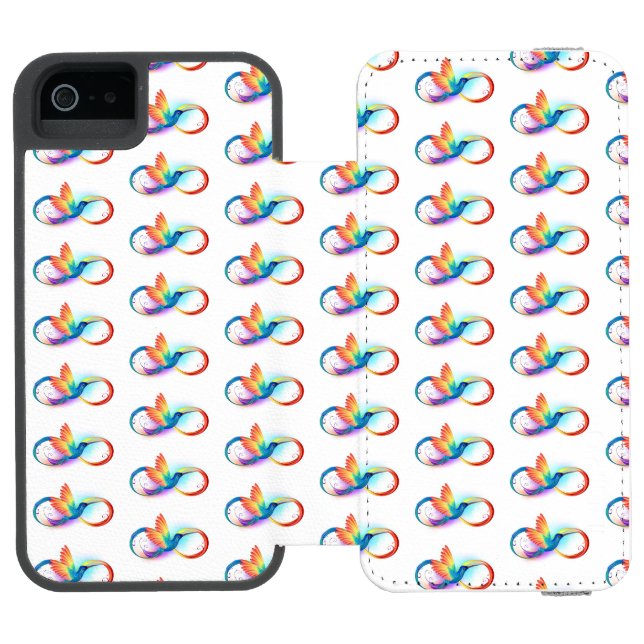 Rainbow Hummingbird with Infinity symbol Incipio iPhone Wallet Case (Folio Open)