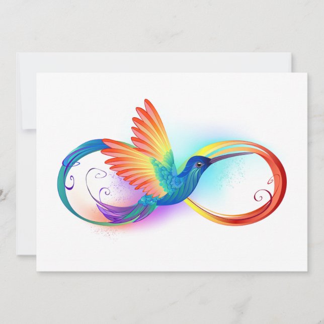 Rainbow Hummingbird with Infinity symbol Invitation (Front)