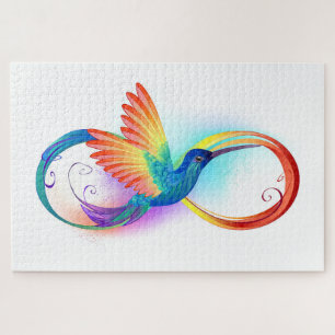 Rainbow Hummingbird with Infinity symbol Jigsaw Puzzle