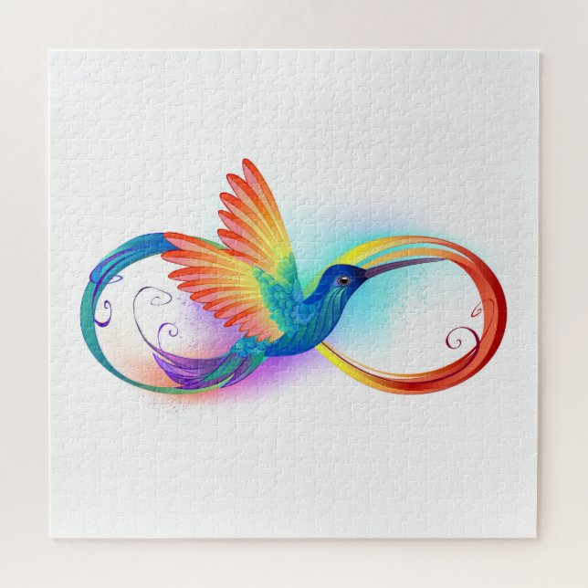 Rainbow Hummingbird with Infinity symbol Jigsaw Puzzle (Horizontal)