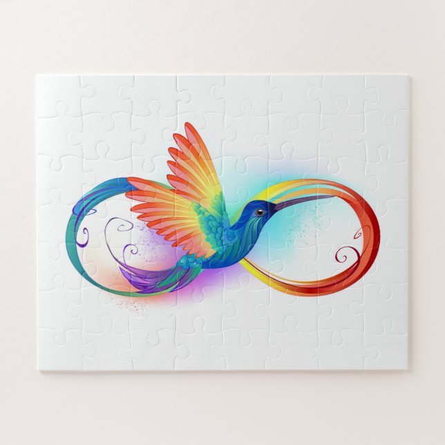 Rainbow Hummingbird with Infinity symbol Jigsaw Puzzle (Horizontal)