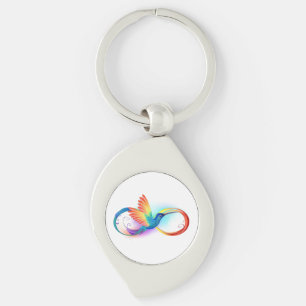Rainbow Hummingbird with Infinity symbol Key Ring