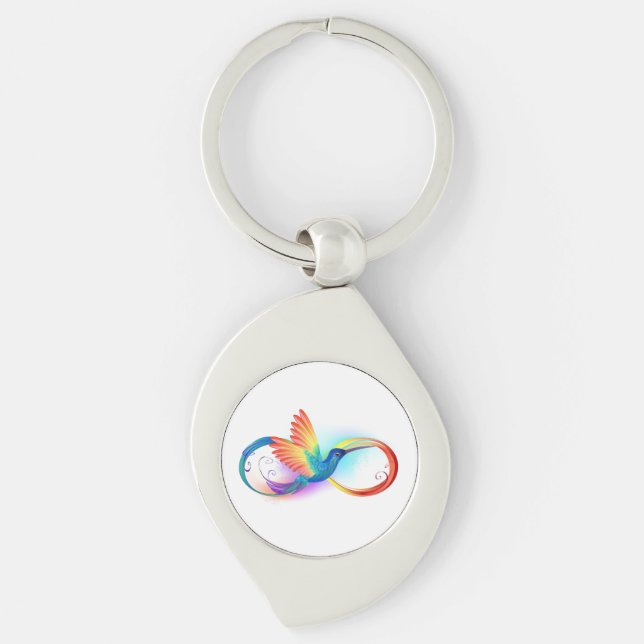 Rainbow Hummingbird with Infinity symbol Key Ring (Front)