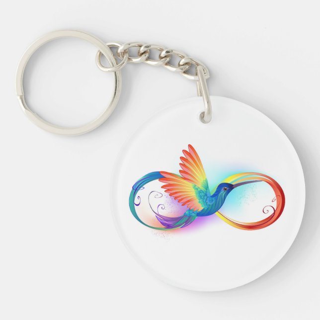 Rainbow Hummingbird with Infinity symbol Key Ring (Front)
