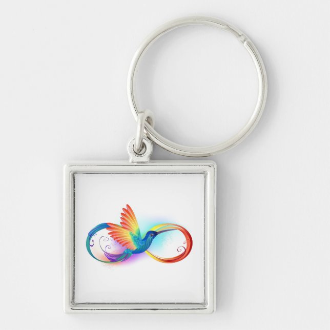 Rainbow Hummingbird with Infinity symbol Key Ring (Front)