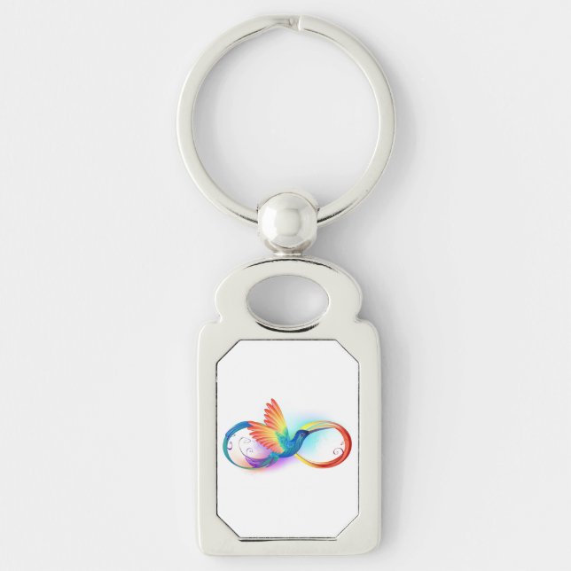 Rainbow Hummingbird with Infinity symbol Key Ring (Front)