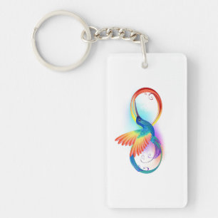 Rainbow Hummingbird with Infinity symbol Key Ring