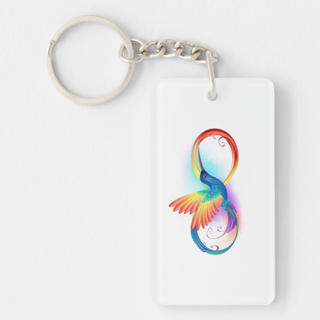Rainbow Hummingbird with Infinity symbol Key Ring (Front)