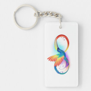 Rainbow Hummingbird with Infinity symbol Key Ring