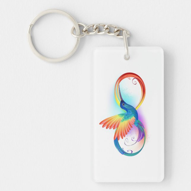 Rainbow Hummingbird with Infinity symbol Key Ring (Front)