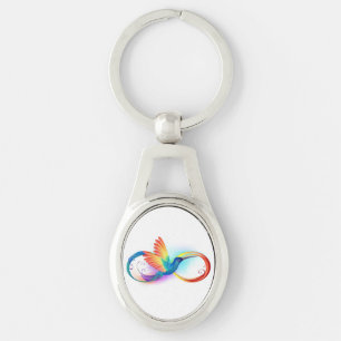 Rainbow Hummingbird with Infinity symbol Key Ring