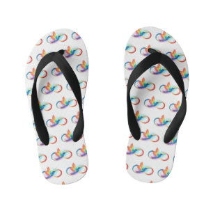 Rainbow Hummingbird with Infinity symbol Kid's Flip Flops