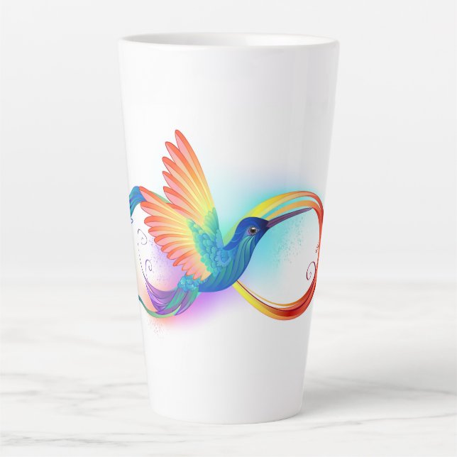 Rainbow Hummingbird with Infinity symbol Latte Mug (Front)