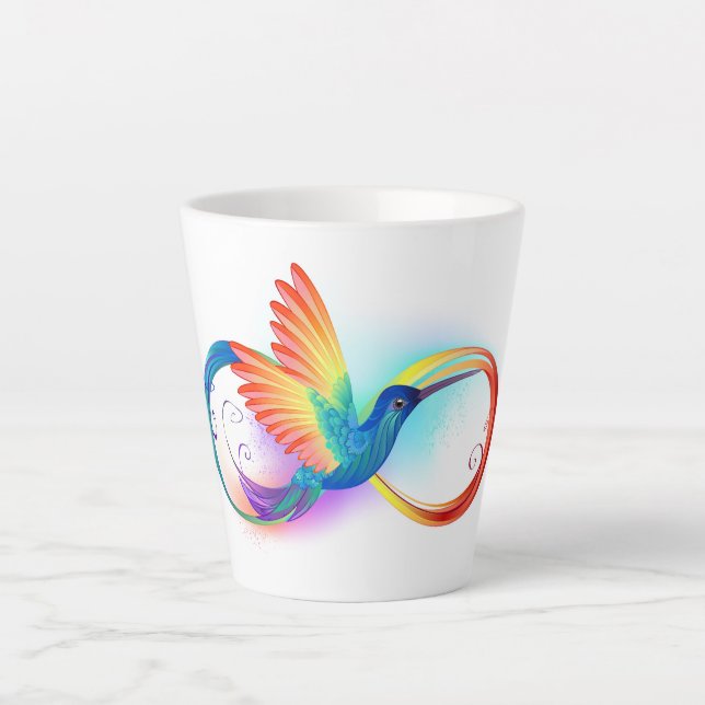 Rainbow Hummingbird with Infinity symbol Latte Mug (Front)