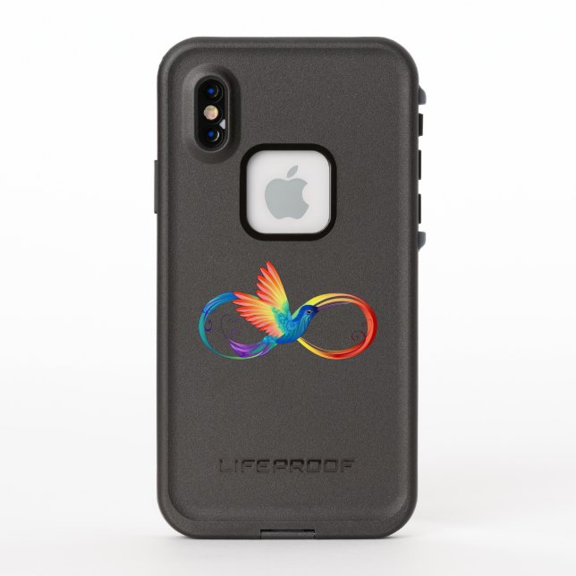 Rainbow Hummingbird with Infinity symbol LifeProof iPhone Case (Back)