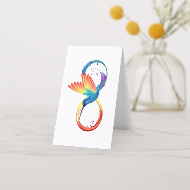Rainbow Hummingbird with Infinity symbol Loyalty Card (Back)