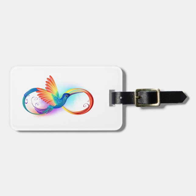 Rainbow Hummingbird with Infinity symbol Luggage Tag (Front Horizontal)