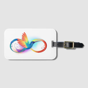Rainbow Hummingbird with Infinity symbol Luggage Tag