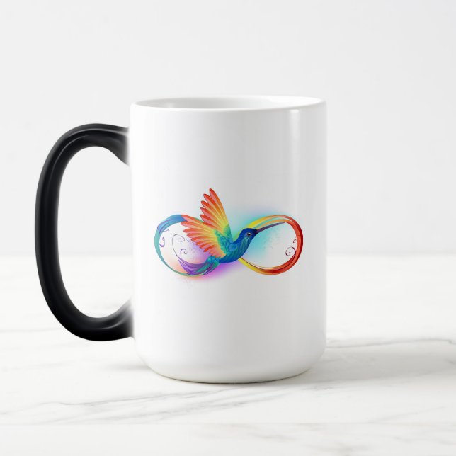 Rainbow Hummingbird with Infinity symbol Magic Mug (Left)