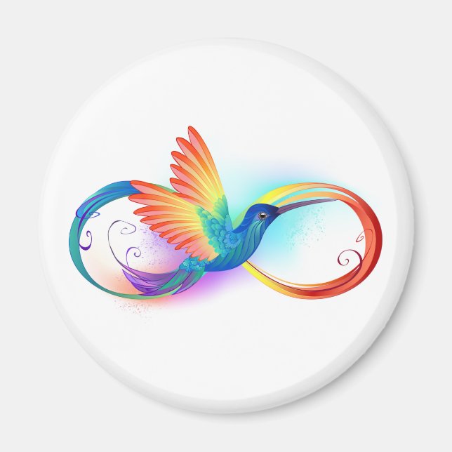 Rainbow Hummingbird with Infinity symbol Magnet (Front)