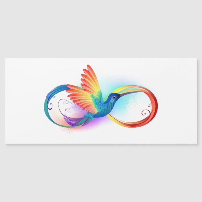 Rainbow Hummingbird with Infinity symbol Magnetic Invitation (Front)