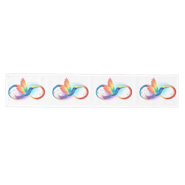 Rainbow Hummingbird with Infinity symbol Medium Table Runner (Horizontal)