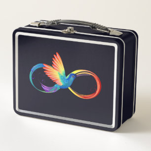 Rainbow Hummingbird with Infinity symbol Metal Lunch Box
