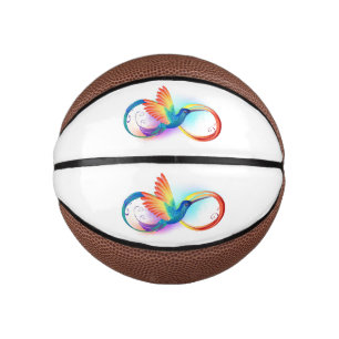 Rainbow Hummingbird with Infinity symbol Mini Basketball