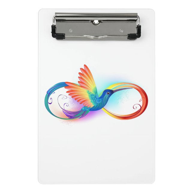 Rainbow Hummingbird with Infinity symbol Mini Clipboard (Front)