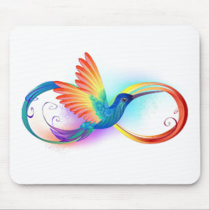 Rainbow Hummingbird with Infinity symbol Mouse Mat