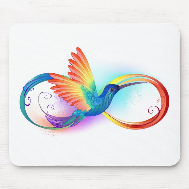 Rainbow Hummingbird with Infinity symbol Mouse Mat (Front)