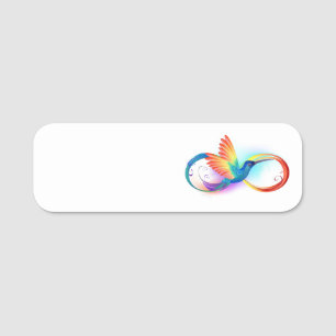 Rainbow Hummingbird with Infinity symbol Name Tag