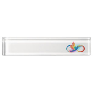 Rainbow Hummingbird with Infinity symbol Nameplate