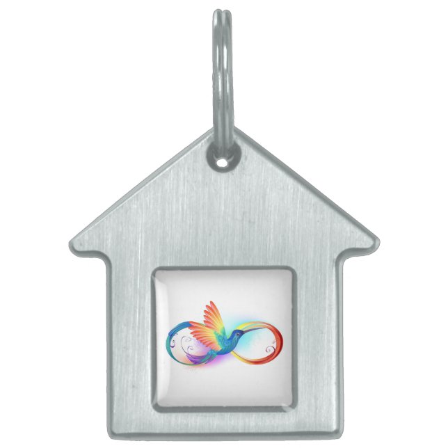 Rainbow Hummingbird with Infinity symbol Pet ID Tag (Front)