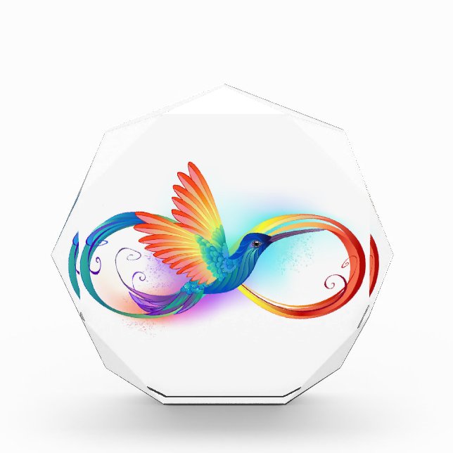 Rainbow Hummingbird with Infinity symbol Photo Block (Front)