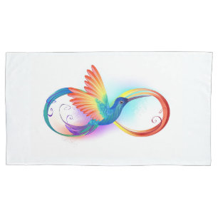 Rainbow Hummingbird with Infinity symbol Pillowcase