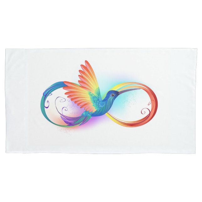 Rainbow Hummingbird with Infinity symbol Pillowcase (Front)