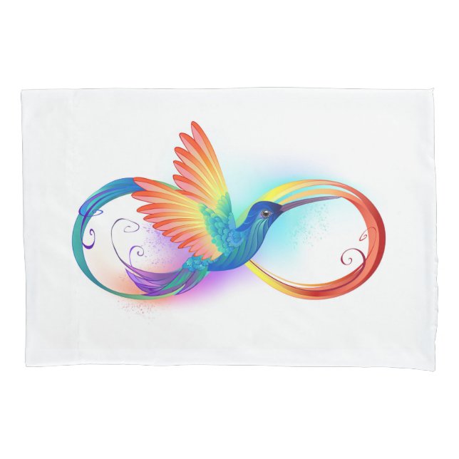 Rainbow Hummingbird with Infinity symbol Pillowcase (Front)