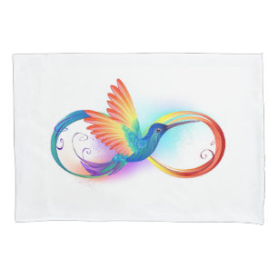 Rainbow Hummingbird with Infinity symbol Pillowcase
