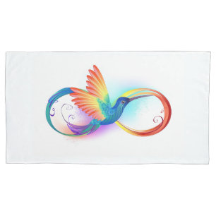 Rainbow Hummingbird with Infinity symbol Pillowcase
