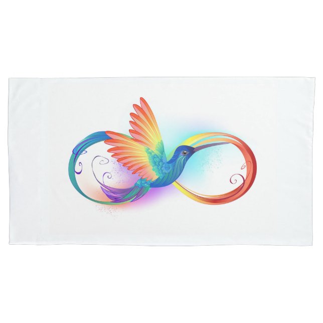 Rainbow Hummingbird with Infinity symbol Pillowcase (Front-Left)