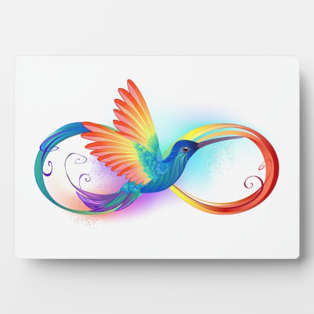 Rainbow Hummingbird with Infinity symbol Plaque (Front)