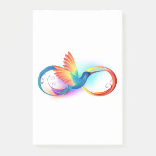 Rainbow Hummingbird with Infinity symbol Post-it Notes