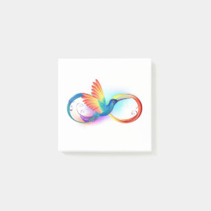 Rainbow Hummingbird with Infinity symbol Post-it Notes