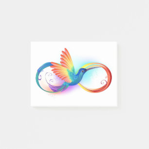 Rainbow Hummingbird with Infinity symbol Post-it Notes
